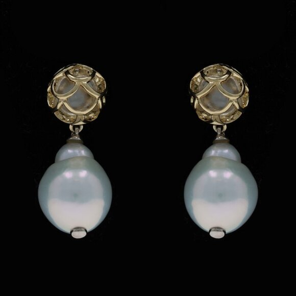 John Hardy Naga Baroque Pearl Dangle Earrings - Sterling 925 Gold 18k Pierced - Picture 3 of 7
